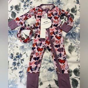 COPY - Little Sleepies Butterfly Kisses Zippie Pajamas and Bow